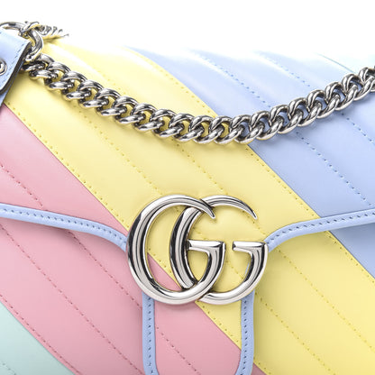 Gucci Calfskin Matelasse Diagonal Small GG Marmont Shoulder Bag Multicolor Pastel 12 of 13