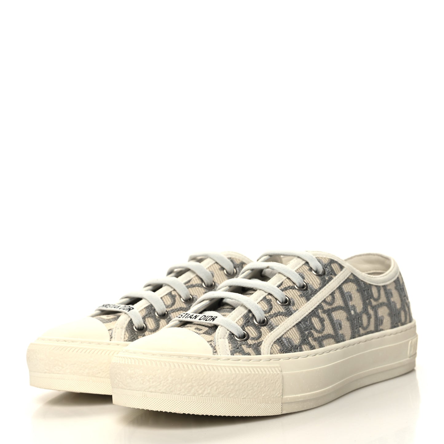 Canvas Oblique Walk'N'Dior Low Top Sneakers 36.5 Stone Grey