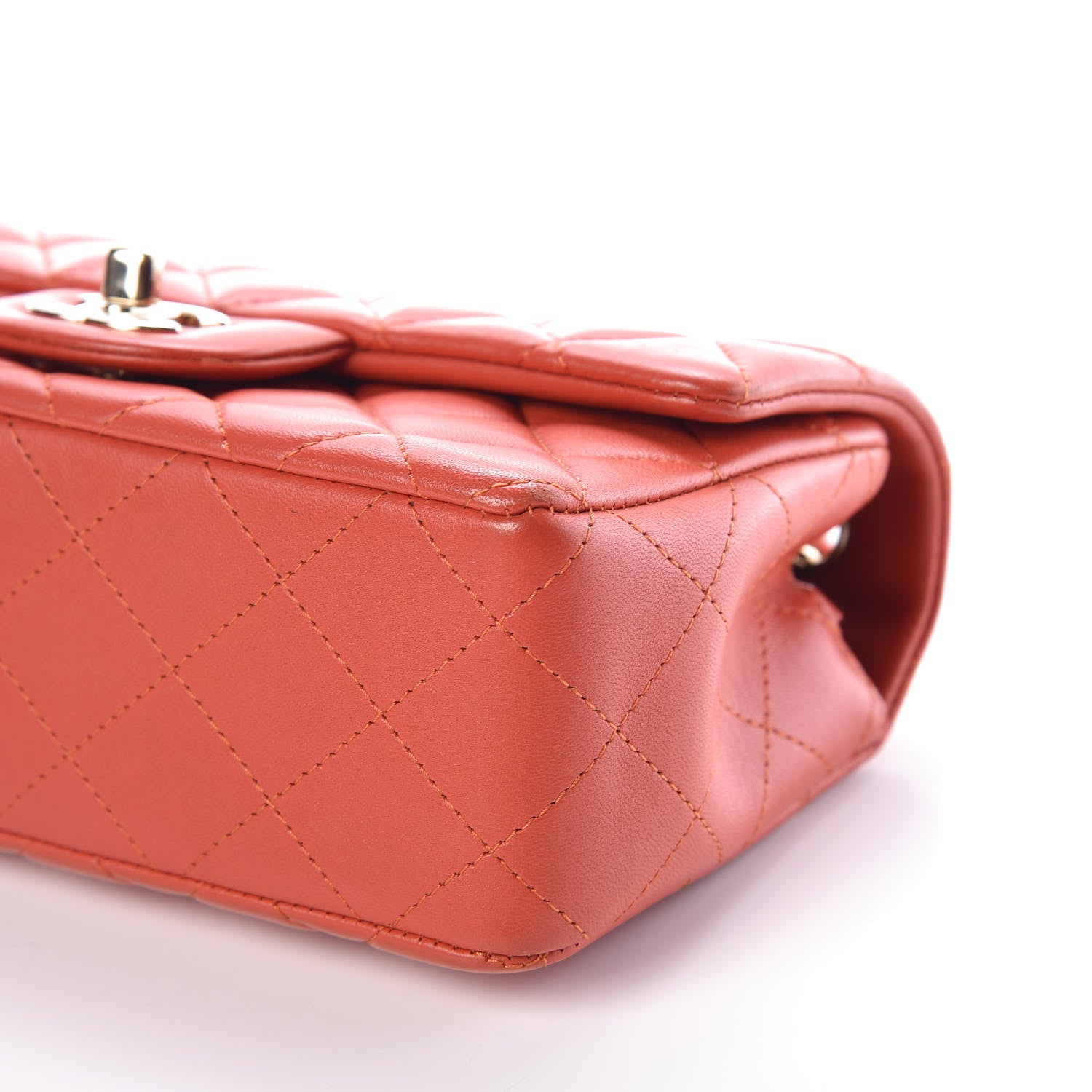 Chanel Lambskin Quilted Mini Rectangular Flap Orange 9 of 9