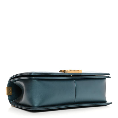 Chanel Metallic Calfskin Quilted Medium Boy Flap Blue 3 of 10