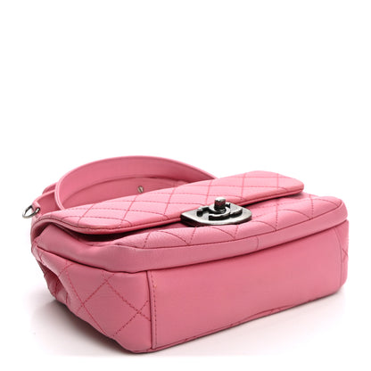 Chanel Shiny Goatskin Quilted Small Double Carry Waist Chain Flap Pink 4 of 10