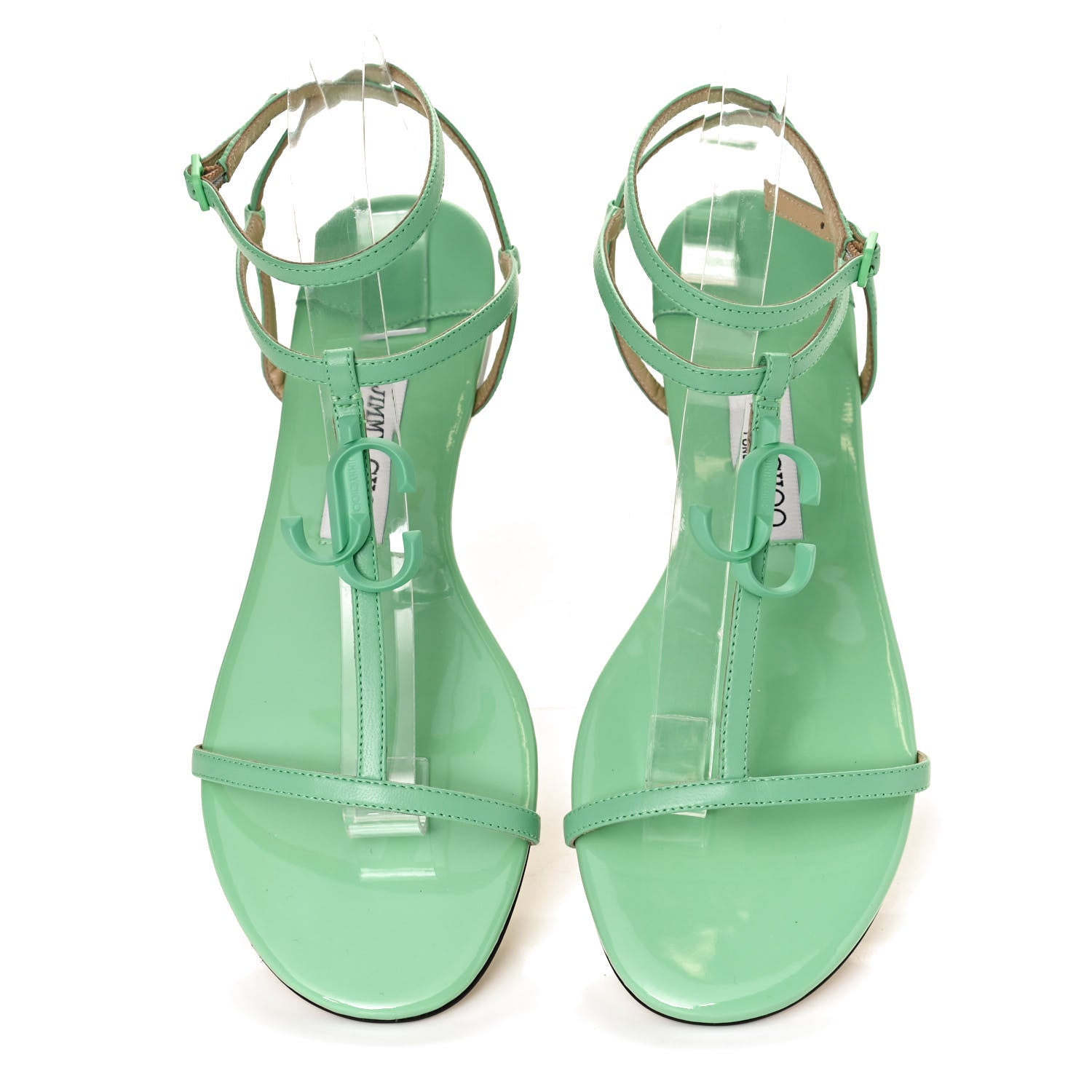Jimmy Choo Nappa Patent Alodie Flat Sandals 39 Miami Mint 5 of 12