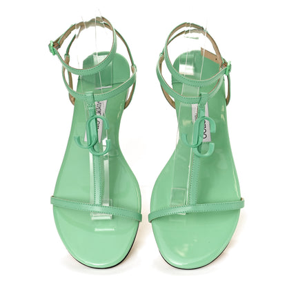 Jimmy Choo Nappa Patent Alodie Flat Sandals 39 Miami Mint 5 of 12