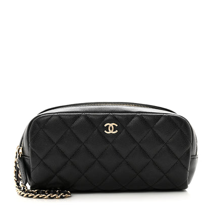 Chanel Caviar Quilted Double Zip Pouch Cosmetic Case Black 1 of 10