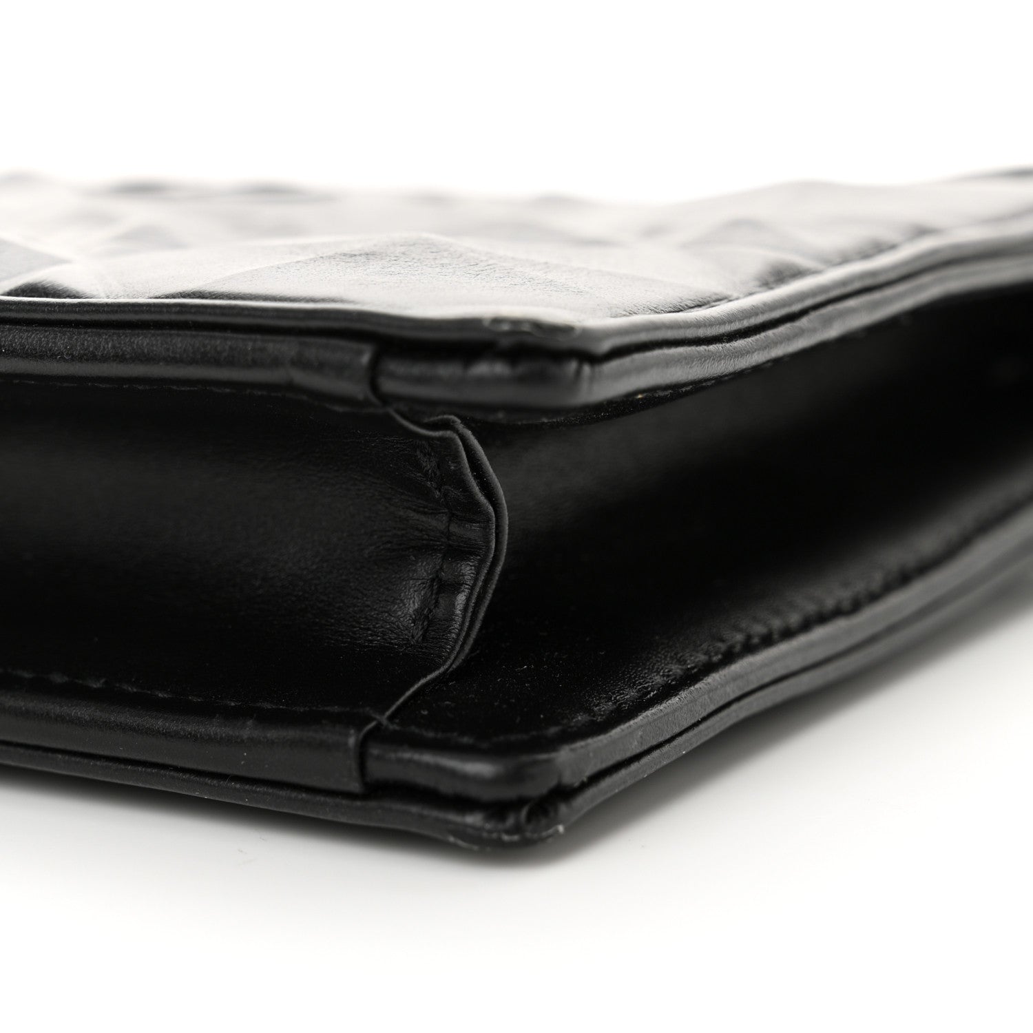 Christian Dior Calfskin Macrocannage Diamond Caro Zipped Pouch With Chain Black 10 of 13
