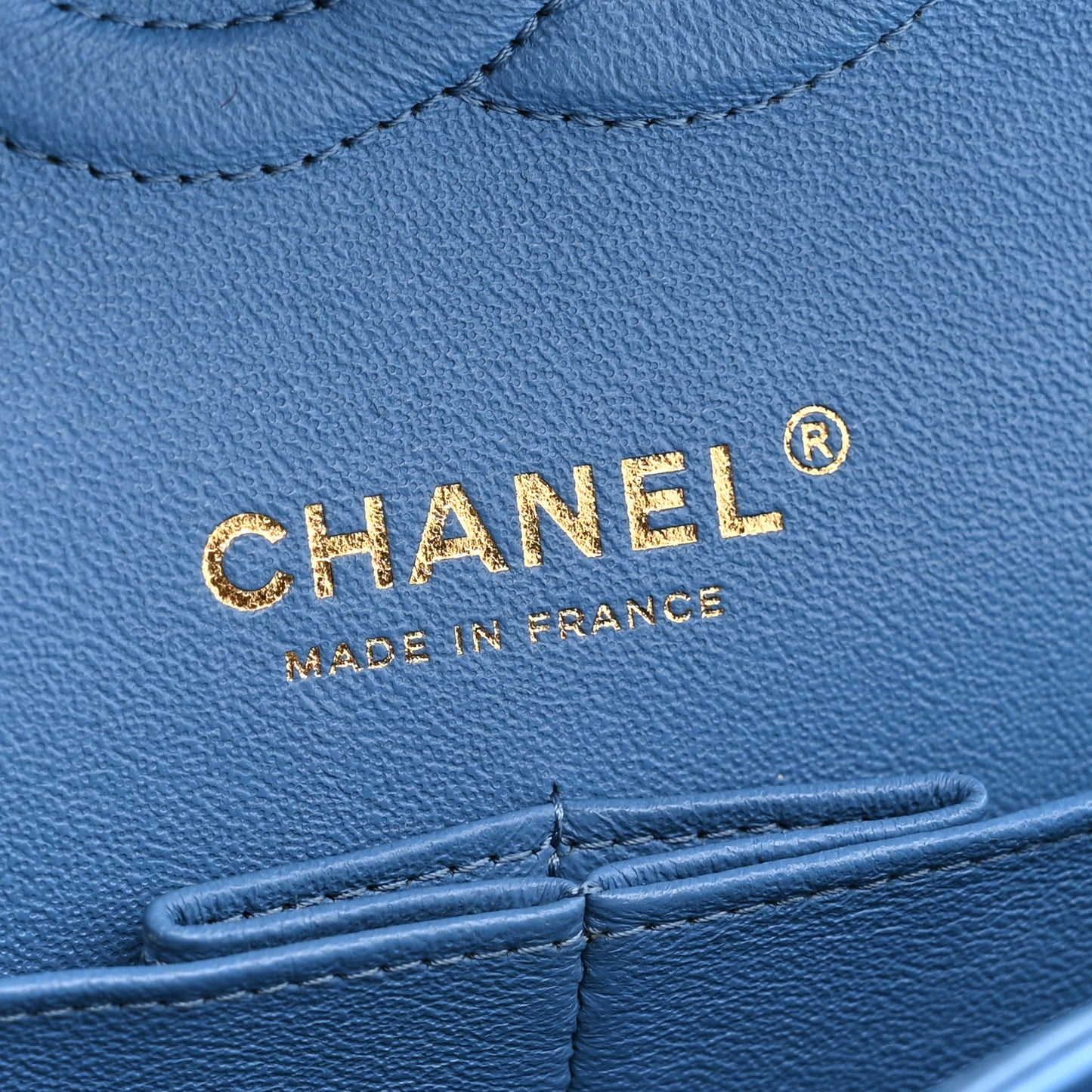 Lambskin Quilted Medium Double Flap Blue