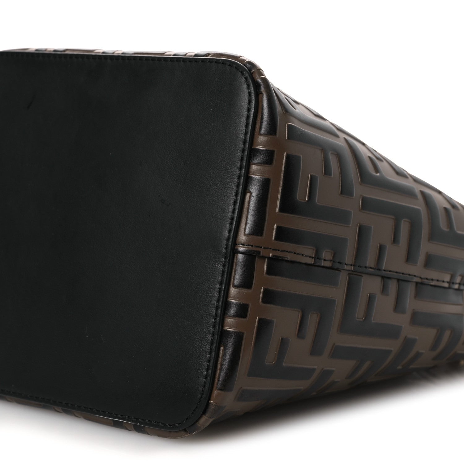 Fendi Vitello Grace F is Fendi Bi-Color FF 1974 Embossed Grande Mon Tresor Bucket Bag Maya Black Fragola 10 of 12
