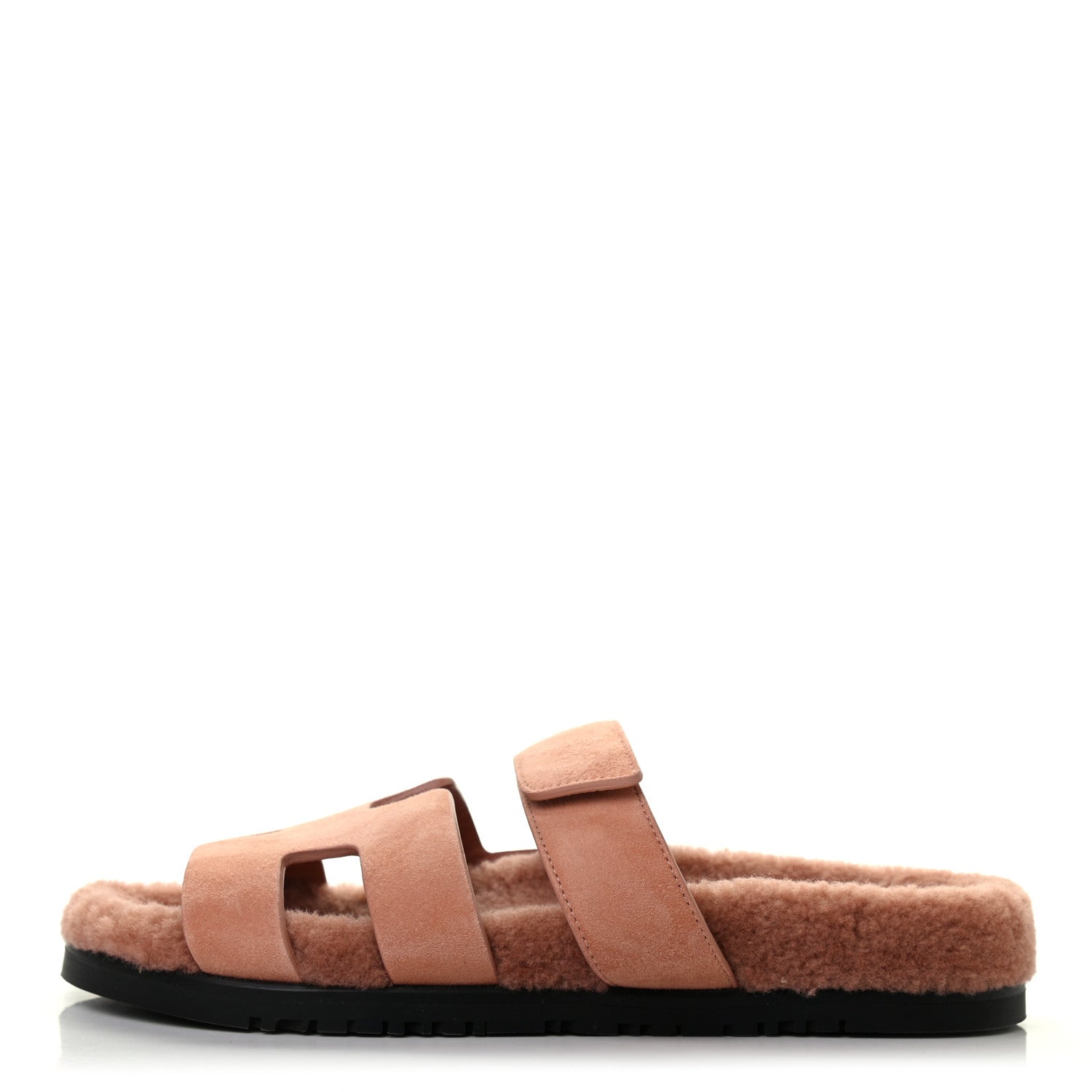 Hermes Suede Goatskin Woolskin Womens Chypre Sandals 39 Rose Aube 1 of 8