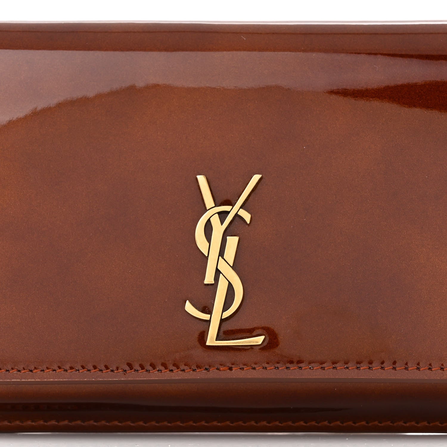 Saint Laurent Patent Monogram Phone Holder Crossbody Chataigne 9 of 10