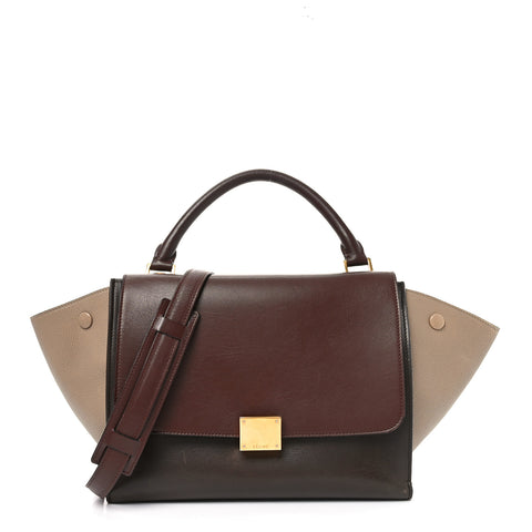 Sleek Calfskin Tri-color Small Trapeze Wine