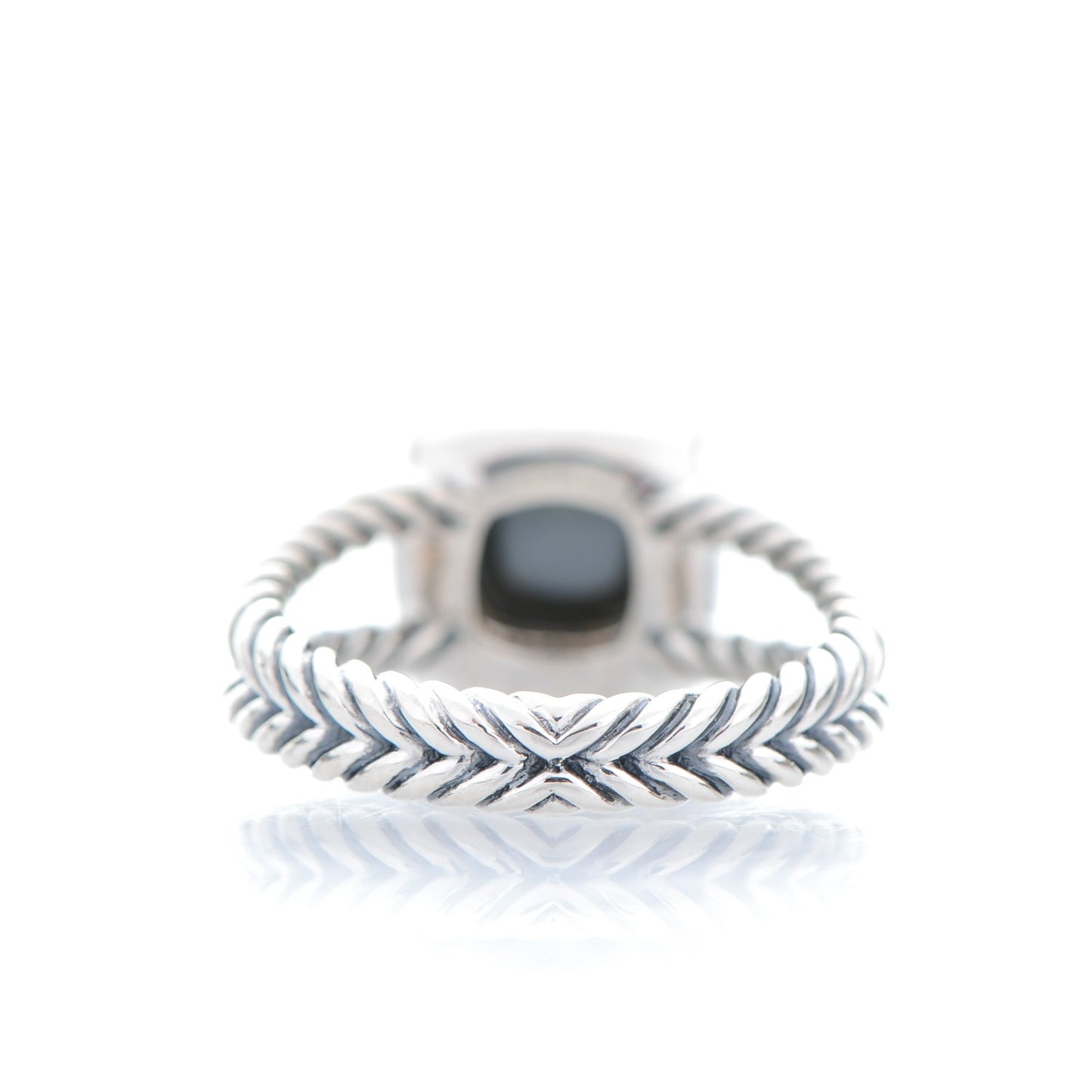 Sterling Silver Diamond Hematine 7mm Petite Albion Ring 54 7
