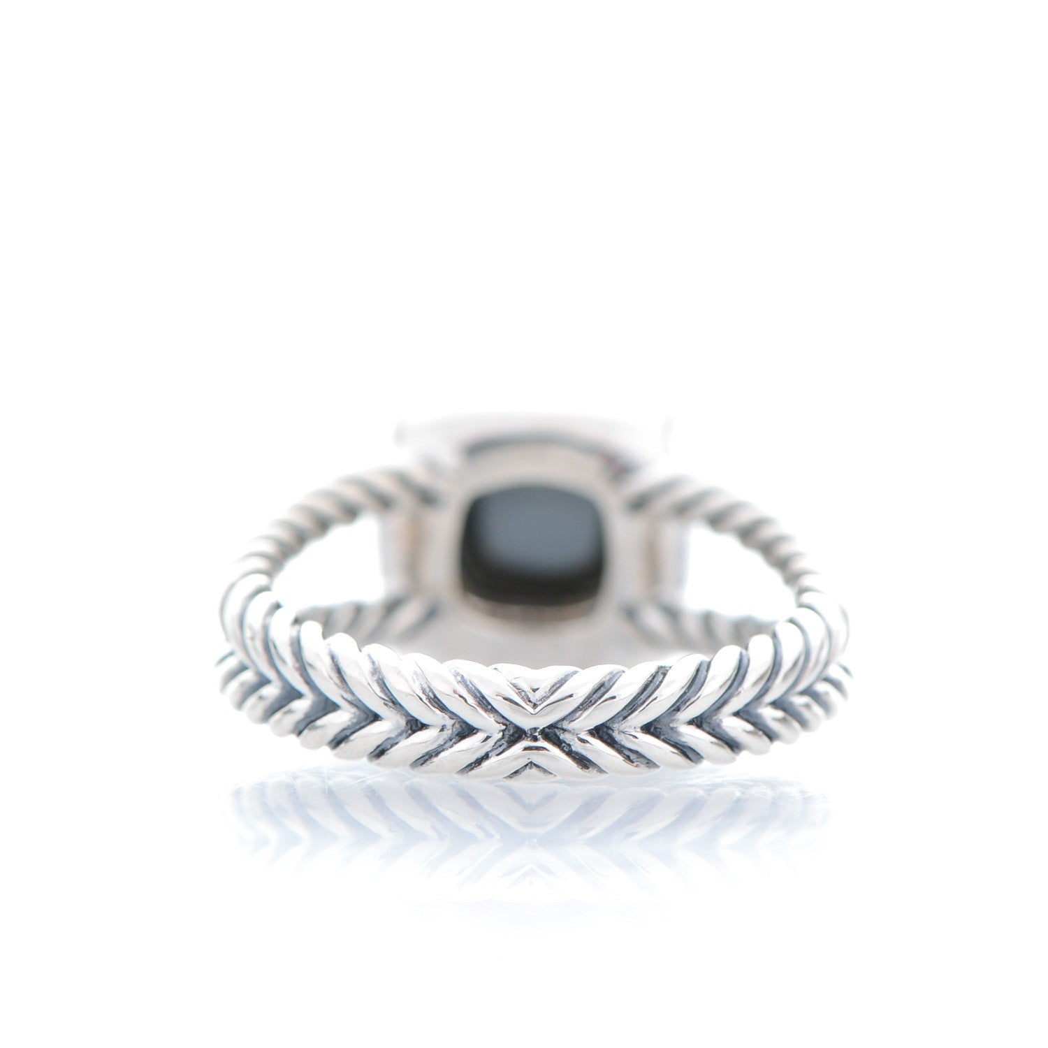 David Yurman Sterling Silver Diamond Hematine 7mm Petite Albion Ring 54 7 3 of 4