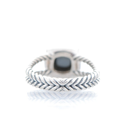 David Yurman Sterling Silver Diamond Hematine 7mm Petite Albion Ring 54 7 3 of 4