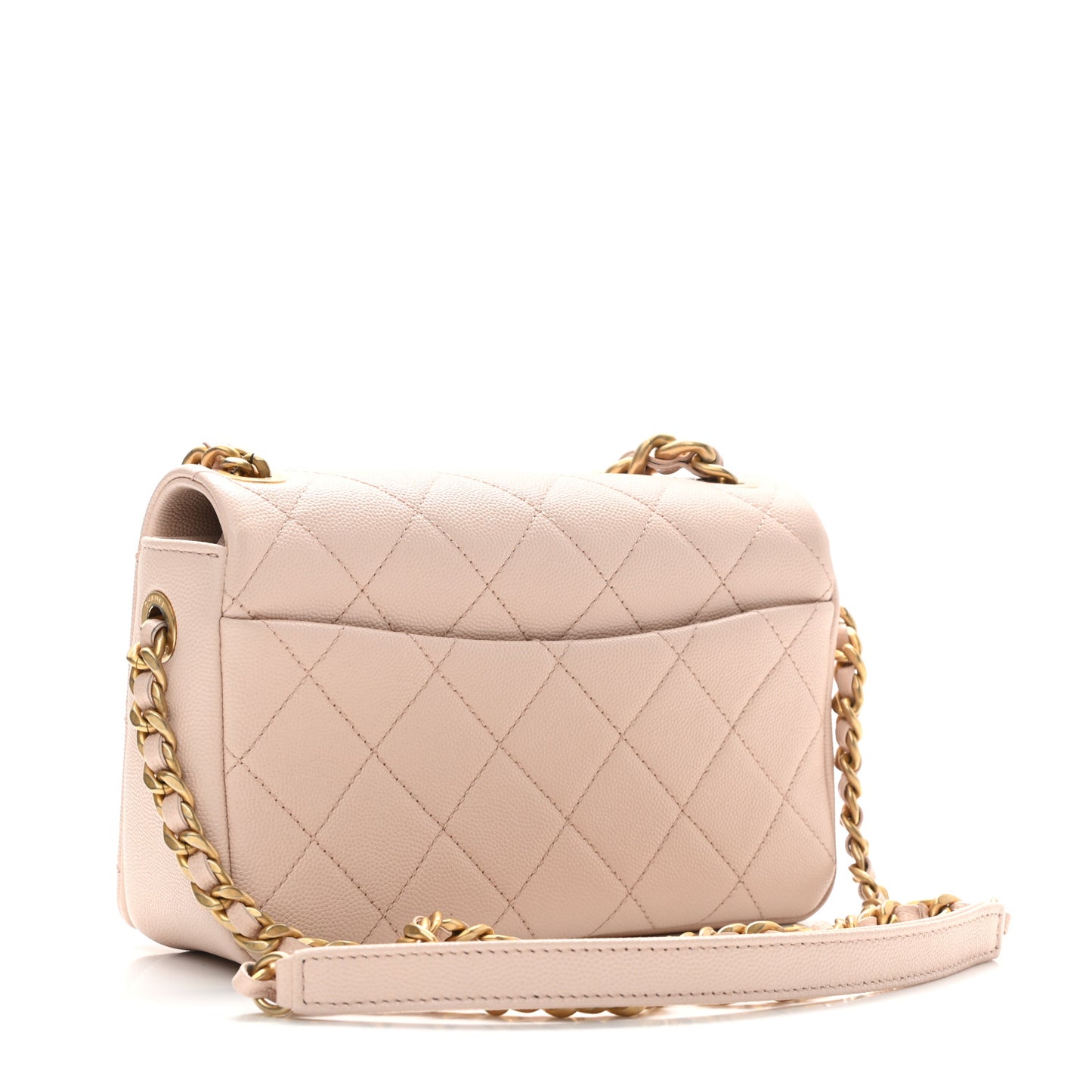 Caviar Quilted Small Fashion Therapy Flap Bag Beige
