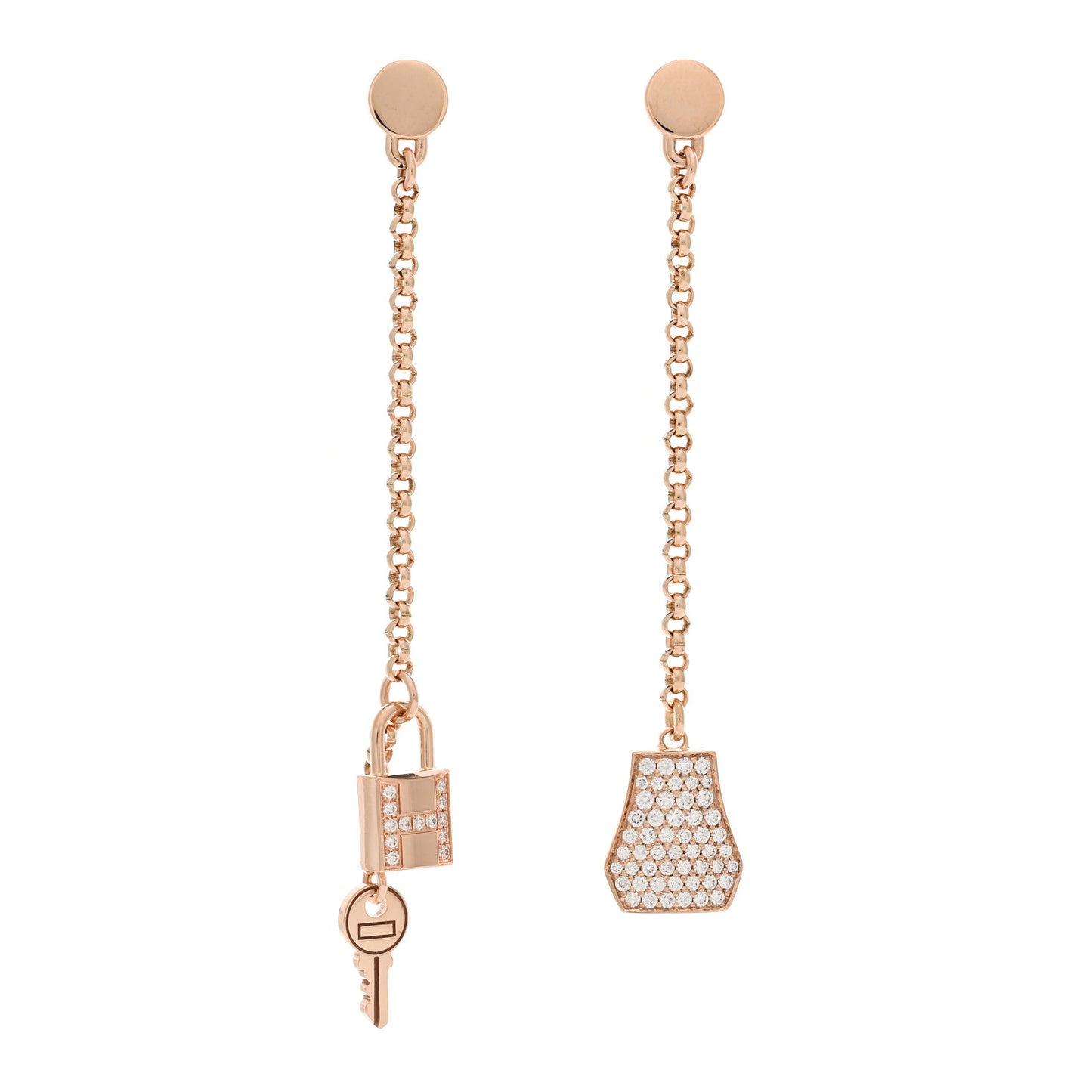 18K Rose Gold Diamond Kelly Clochette Drop Earrings