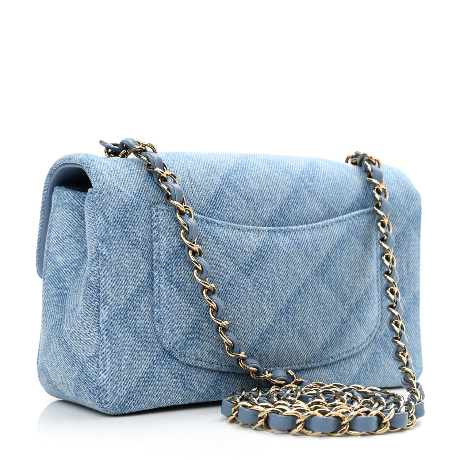 Chanel Printed Denim Quilted Mini Rectangular Flap Light Blue 2 of 10