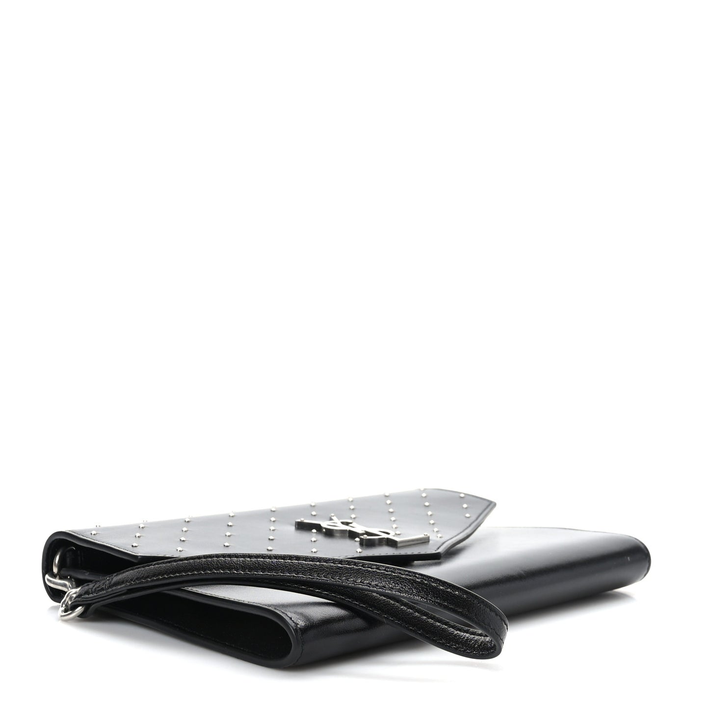 Smooth Calfskin Studded Cassandre Flap Pouch Black