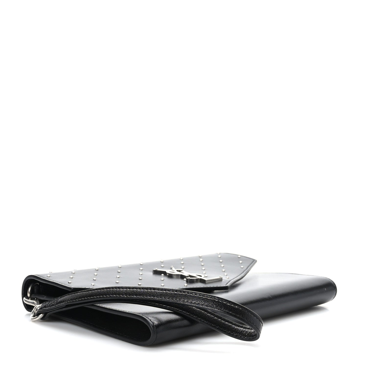 Saint Laurent Smooth Calfskin Studded Cassandre Flap Pouch Black 4 of 9