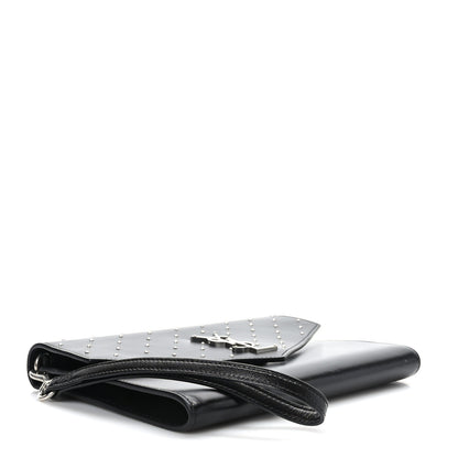Saint Laurent Smooth Calfskin Studded Cassandre Flap Pouch Black 4 of 9