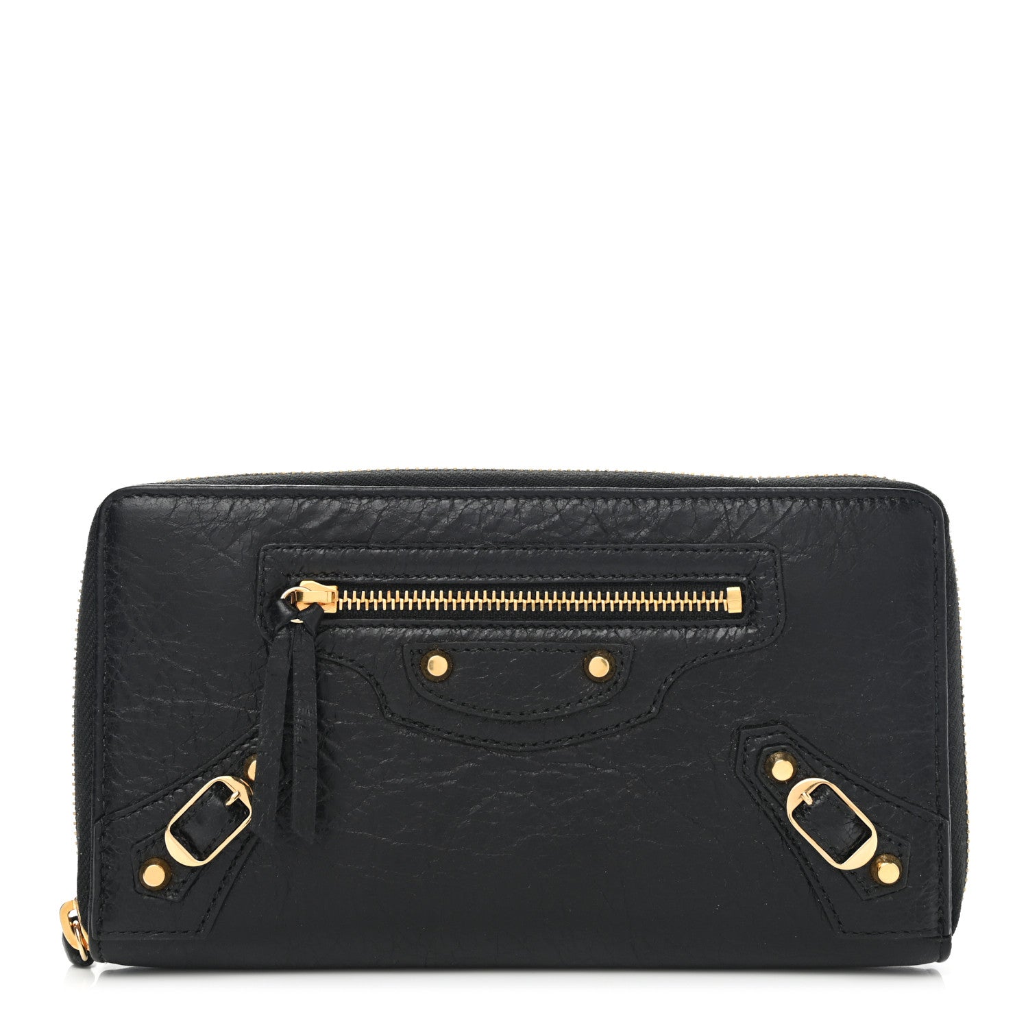 Balenciaga Agneau Classic Gold Hardware Continental Zip Around Wallet Black 1 of 10