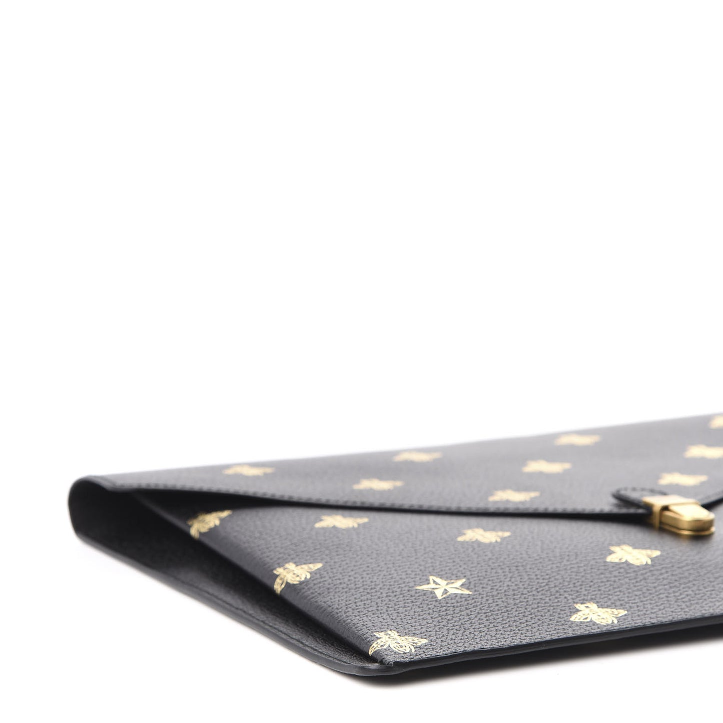 Grained Calfskin Bee Star Portfolio Black