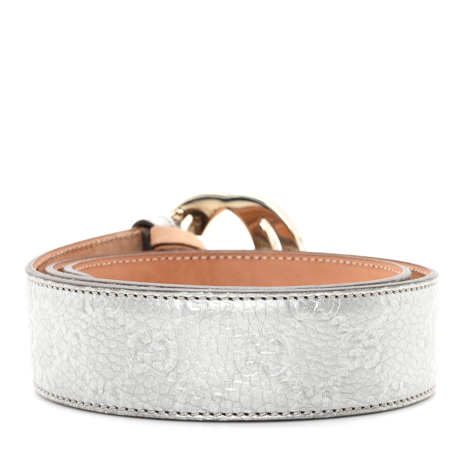 Gucci Guccissima Interlocking G Belt 85 34 Silver 2 of 5