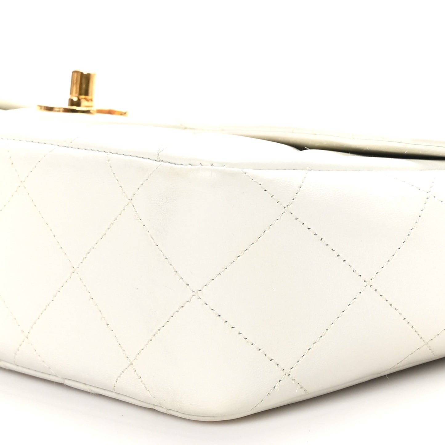 Lambskin Quilted Medium Single Flap White