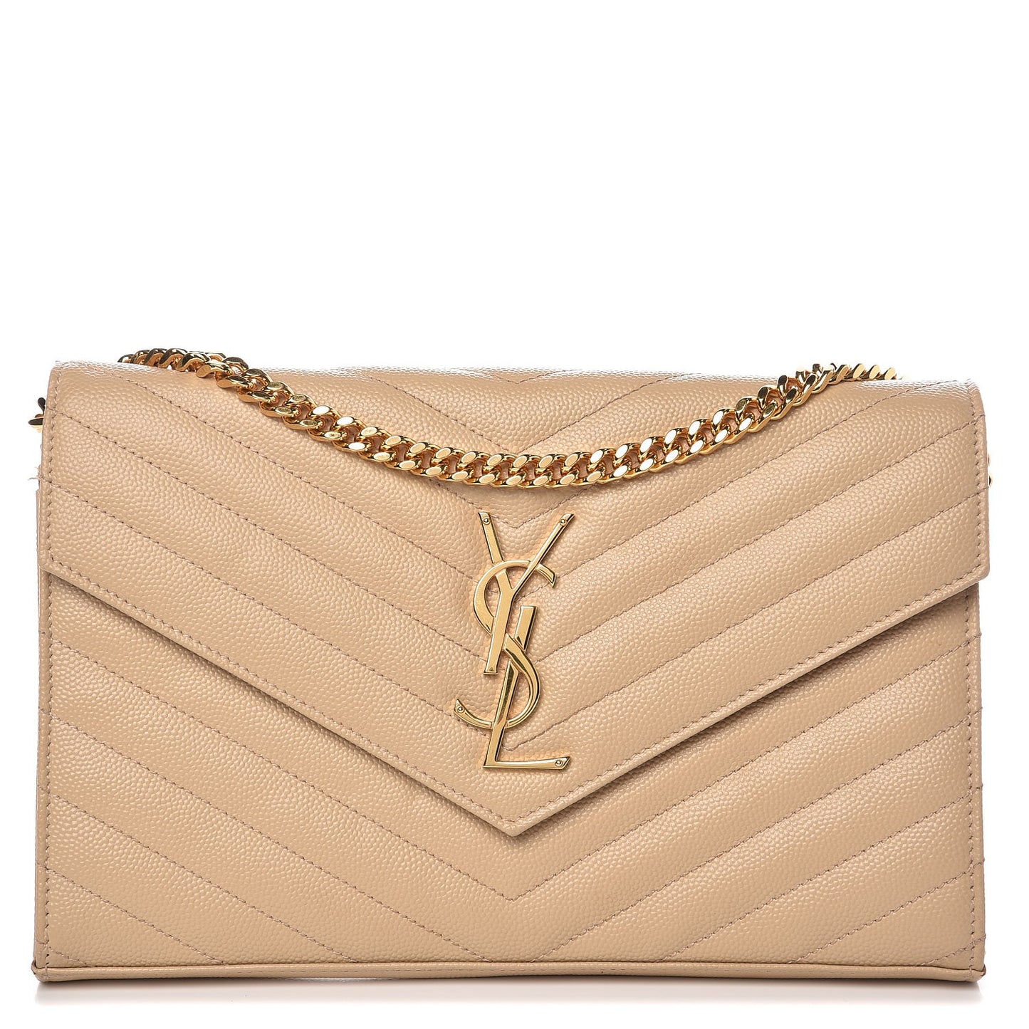 Grain De Poudre Matelasse Chevron Monogram Chain Wallet Nude Powder