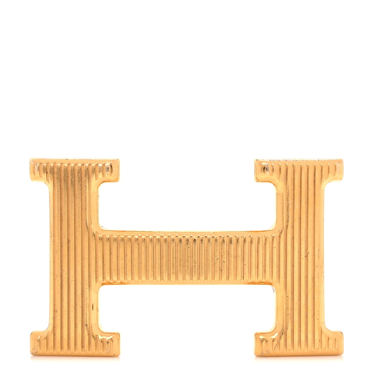 Brass Gold Plated 32mm Strie H Belt Buckle Gold