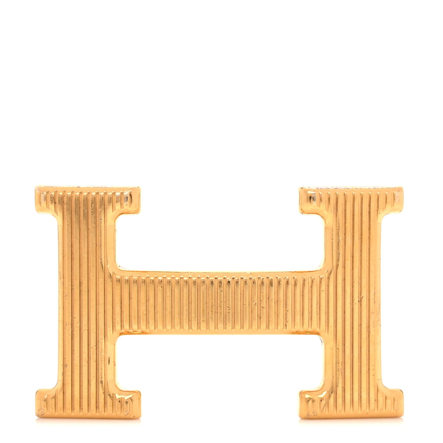 Hermes Brass Gold Plated 32mm Strie H Belt Buckle Gold 1 of 6