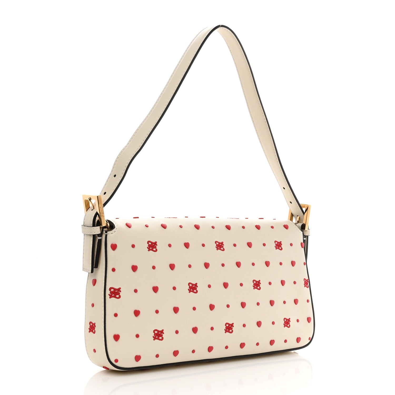 Fendi Vitello Burro Chinese Valentines Day Karligraphy Embroidered Baguette 1997 Pana Rosso Cardinale 3 of 8