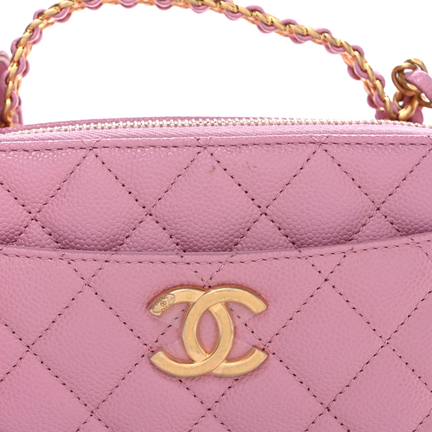 Chanel Caviar Quilted Pick Me Up Small Vanity Case Dark Pink 8 of 10