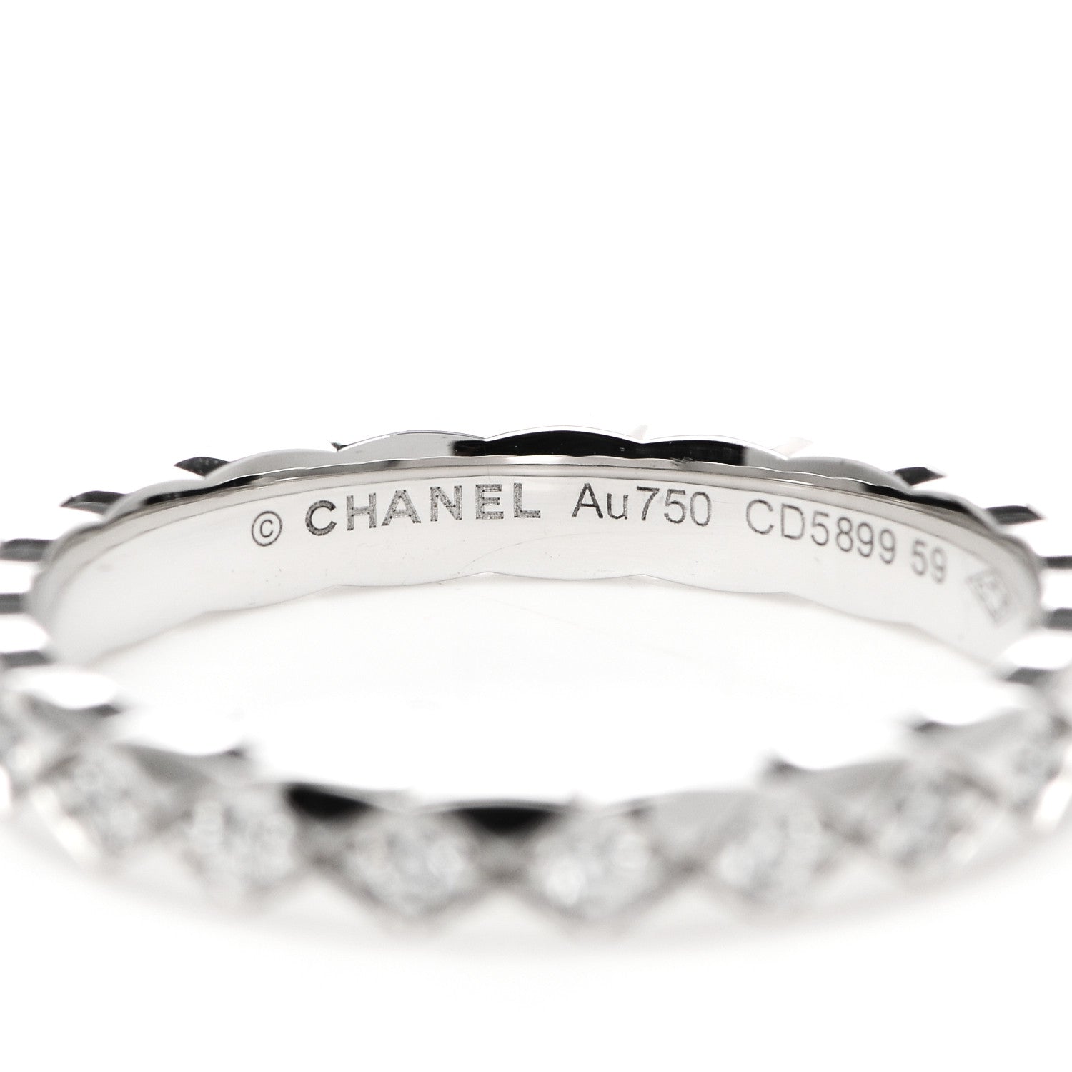 Chanel 18K White Gold Diamond Mini Coco Crush Ring 59 8.75 4 of 6