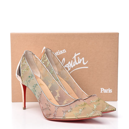 Christian Louboutin Metallic Rete Lace Chantilly 554 85 Pumps 38.5 Blush Multicolor 12 of 12