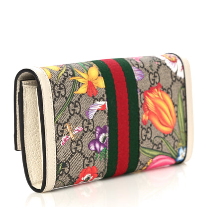Gucci GG Supreme Monogram Flora Web Ophidia Continental Wallet White 3 of 10