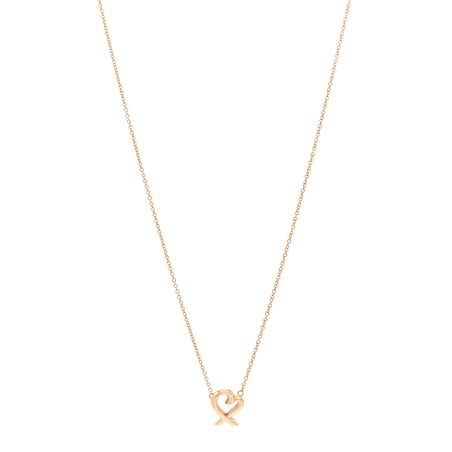 Tiffany 18K Rose Gold Small Paloma Picasso Loving Heart Pendant Necklace 1 of 4