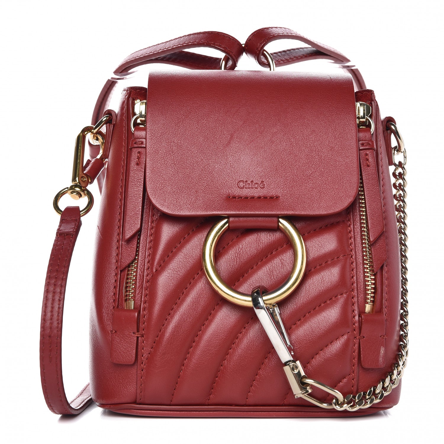 Chloe Calfskin Quilted Mini Faye Backpack Dahlia Red 1 of 9