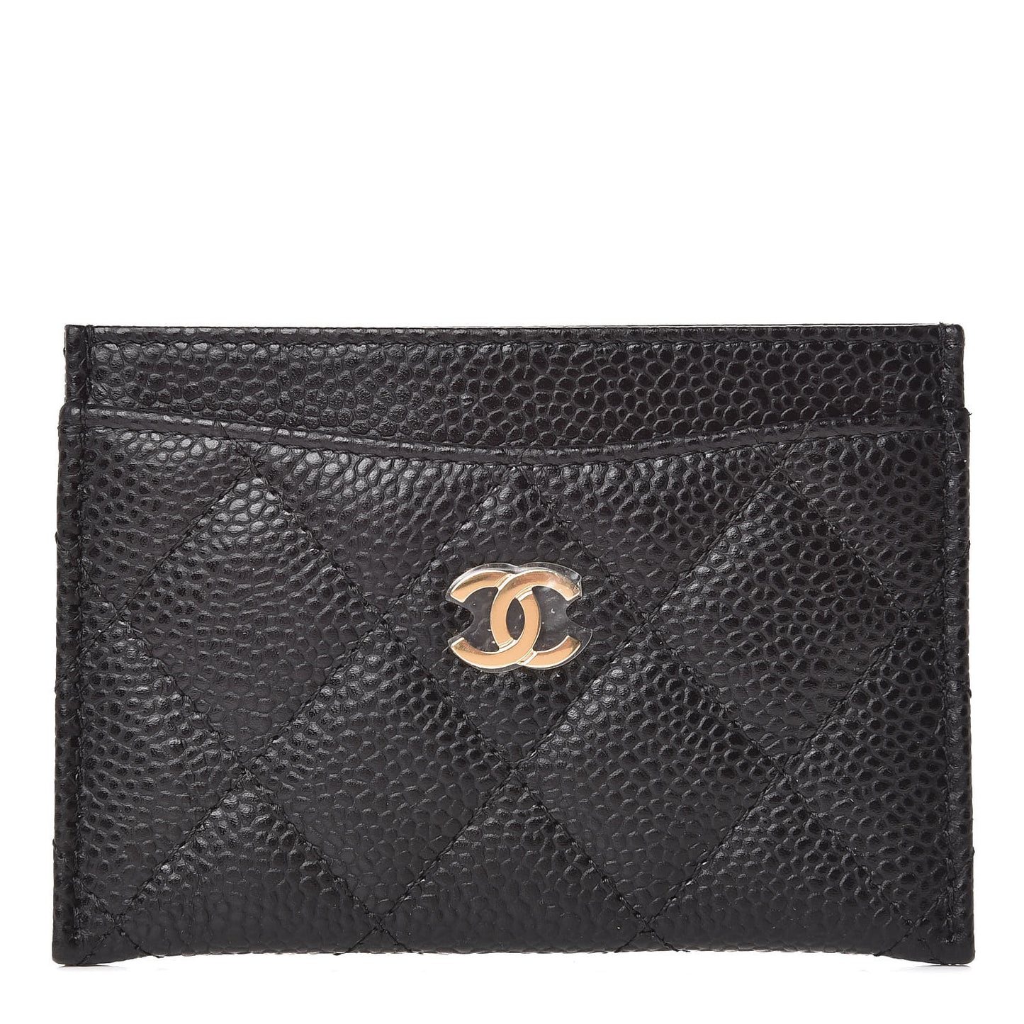 Caviar Quilted Card Holder Black