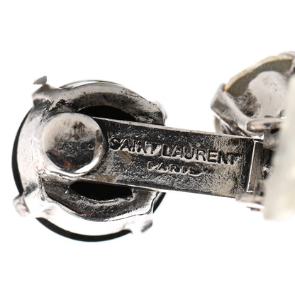 Saint Laurent Crystal Smoking Drop Earrings Silver 4 of 4