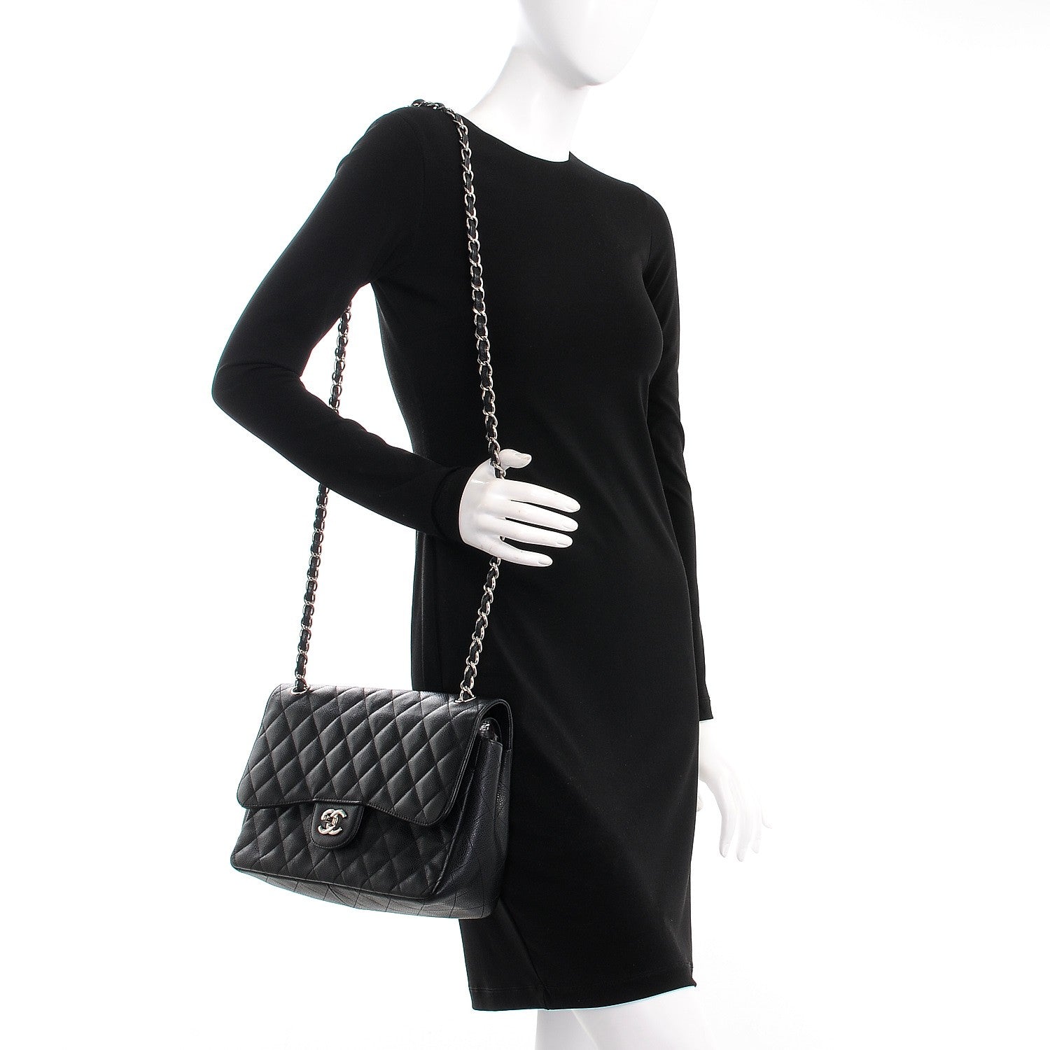 Chanel Caviar Quilted Jumbo Double Flap Black 2 of 8