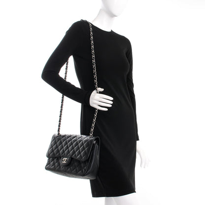 Chanel Caviar Quilted Jumbo Double Flap Black 2 of 8