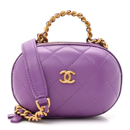 Chanel Lambskin Quilted CC Bubble Vanity Case With Chain Purple 1 of 10