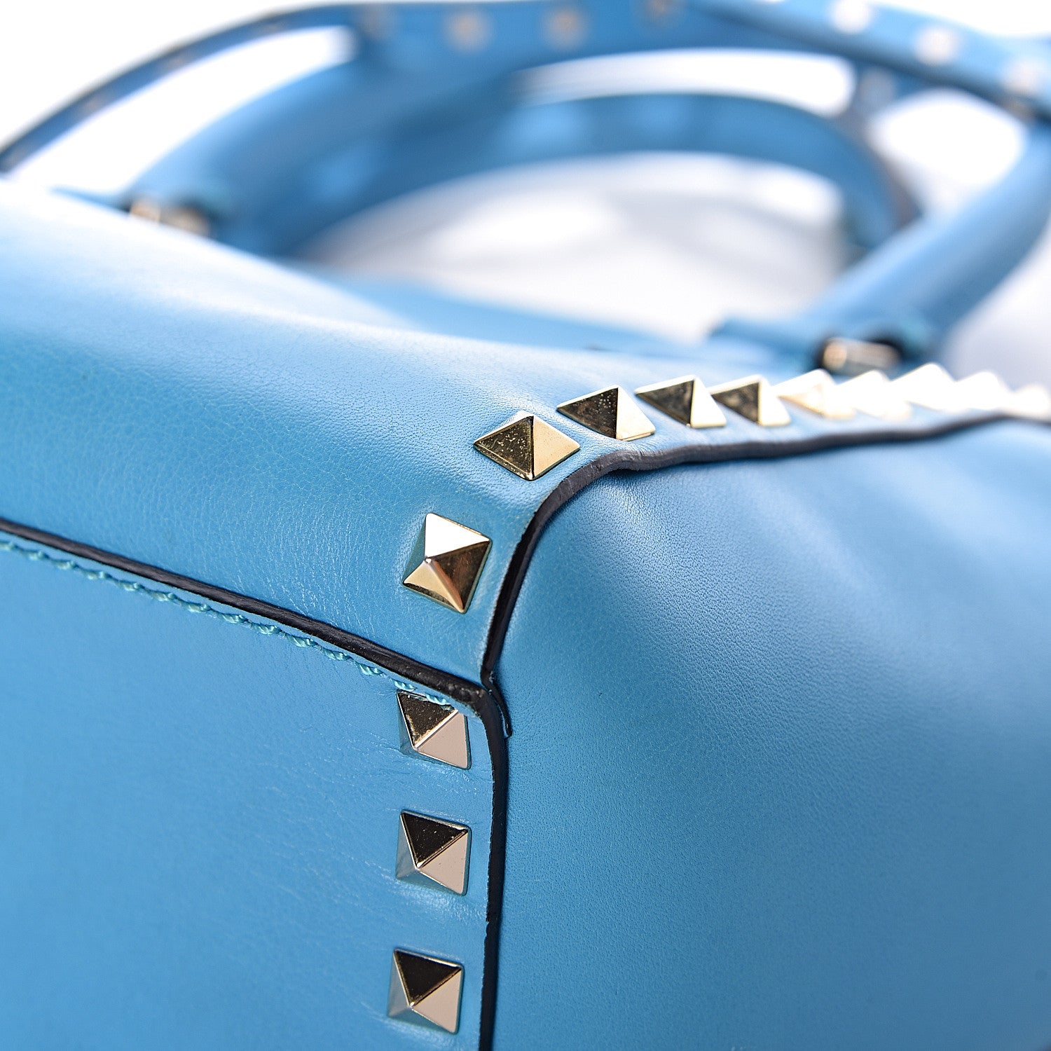 Valentino Garavani Vitello Mini Rockstud Double Handle Tote Parrot 10 of 23