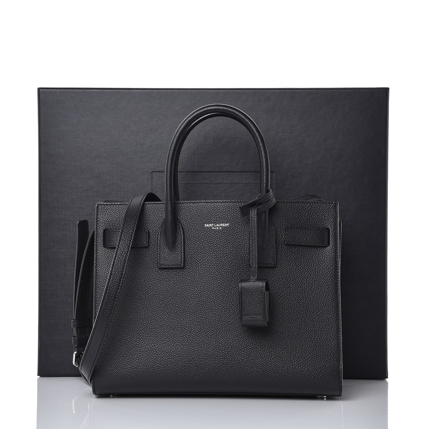 Grained Calfskin Baby Sac De Jour Black
