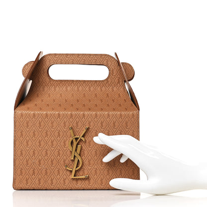 Saint Laurent Calfskin Monogram Take Away Box Dusty Vintage Brown Gold 2 of 9