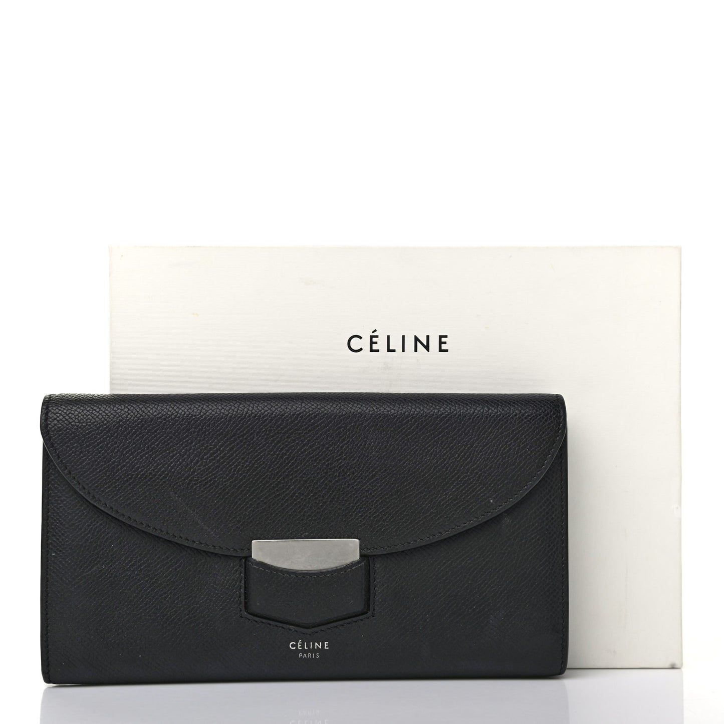 Grained Calfskin Large Trotteur Multifunction Flap Wallet Black