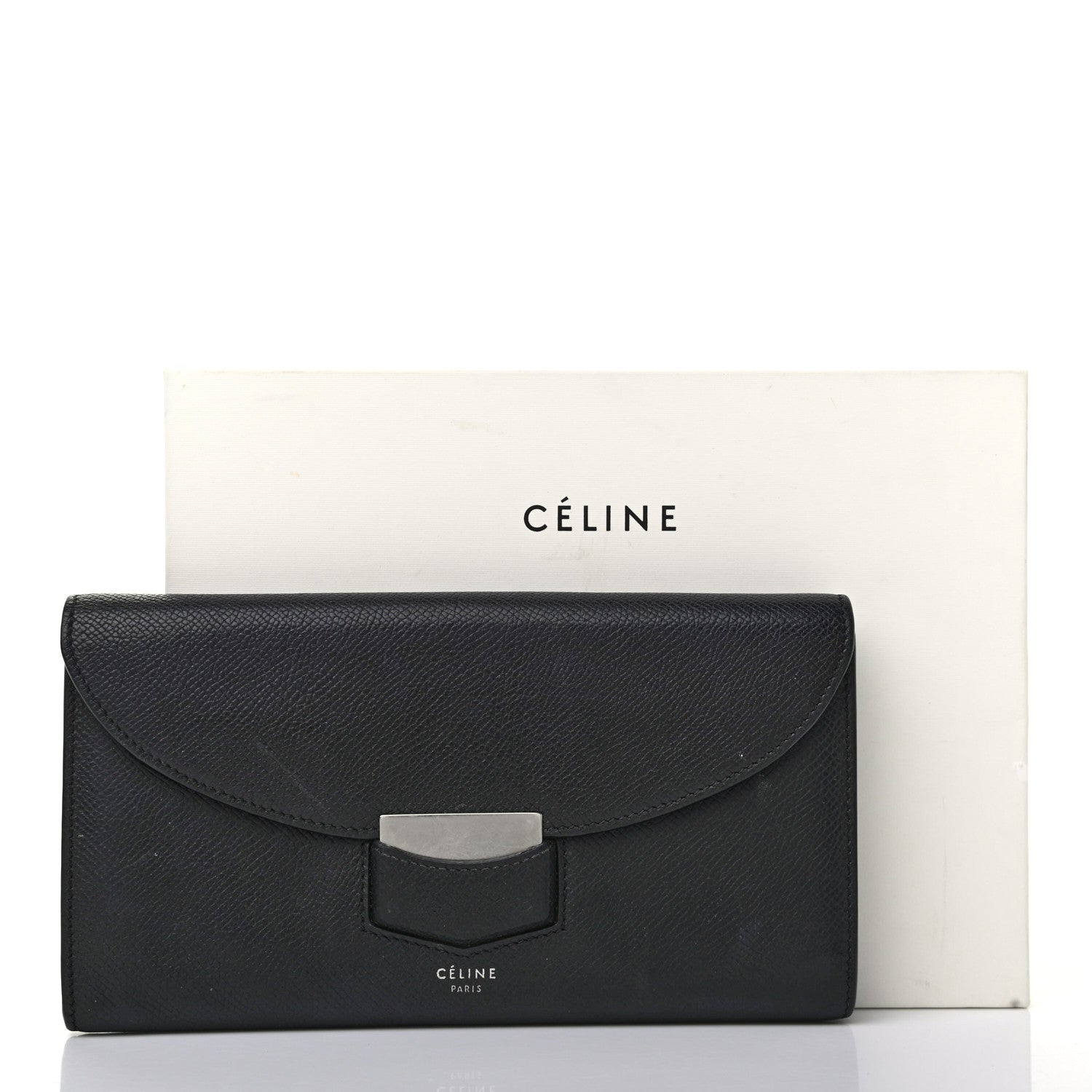 Celine Grained Calfskin Large Trotteur Multifunction Flap Wallet Black 11 of 11