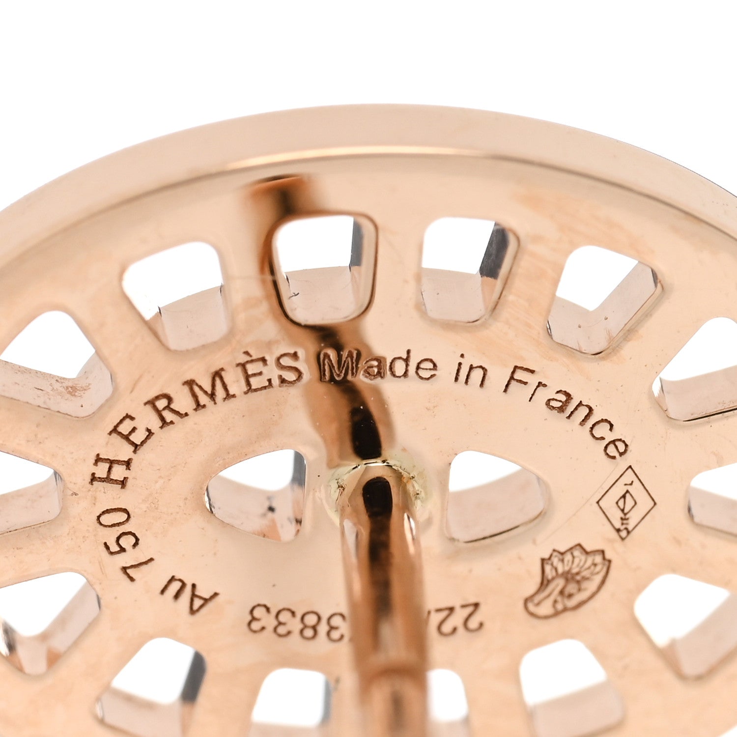 Hermes 18K Rose Gold Diamond Chaine d'Ancre Divine Stud Earrings 4 of 5