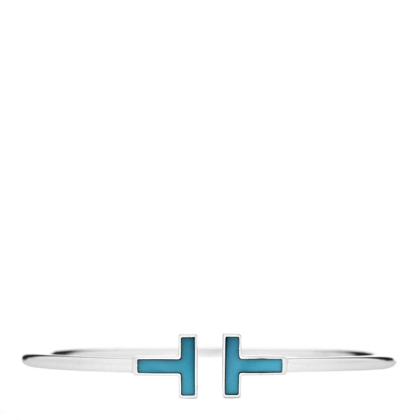 18K White Gold Turquoise T Wire Bracelet