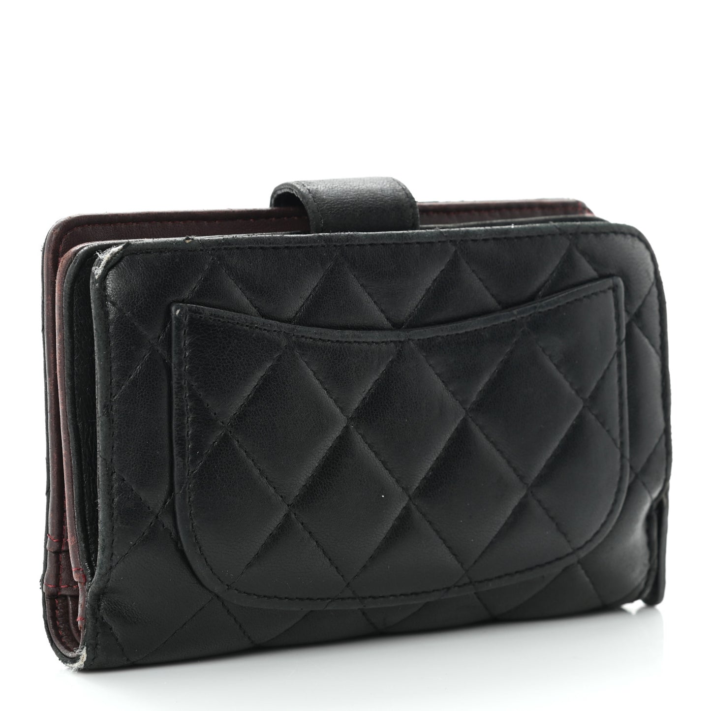 Lambskin Quilted Zipped Pocket Wallet Black
